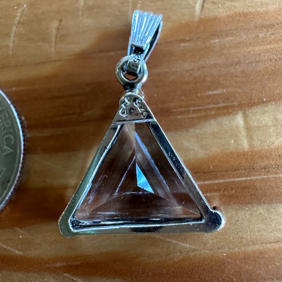 Trillion White Sapphire Pendant - Picture 2 of 4